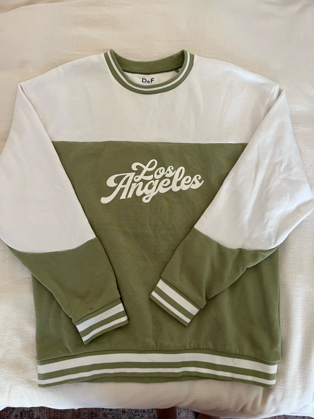 Los Angeles Colorblock Pullover Sweatshirt - Olive & White